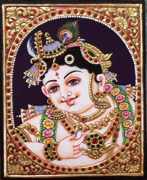 Baby Krishna Tanjore Painting